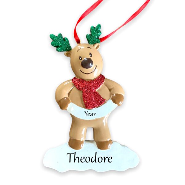 Reindeer with Banner (CW) ornament