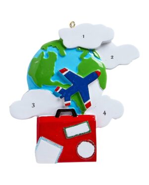 World traveller personalised Christmas ornament