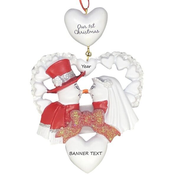 RED Snow Wedding Personalised Christmas Ornament