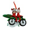 Motorcycle Couple with Tree