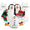 Penguins Making A Snowman 2 Personalised Christmas Ornament