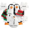 Penguins Making A Snowman 2 Personalised Christmas Ornament