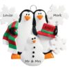 Penguins Making A Snowman 2 Personalised Christmas Ornament